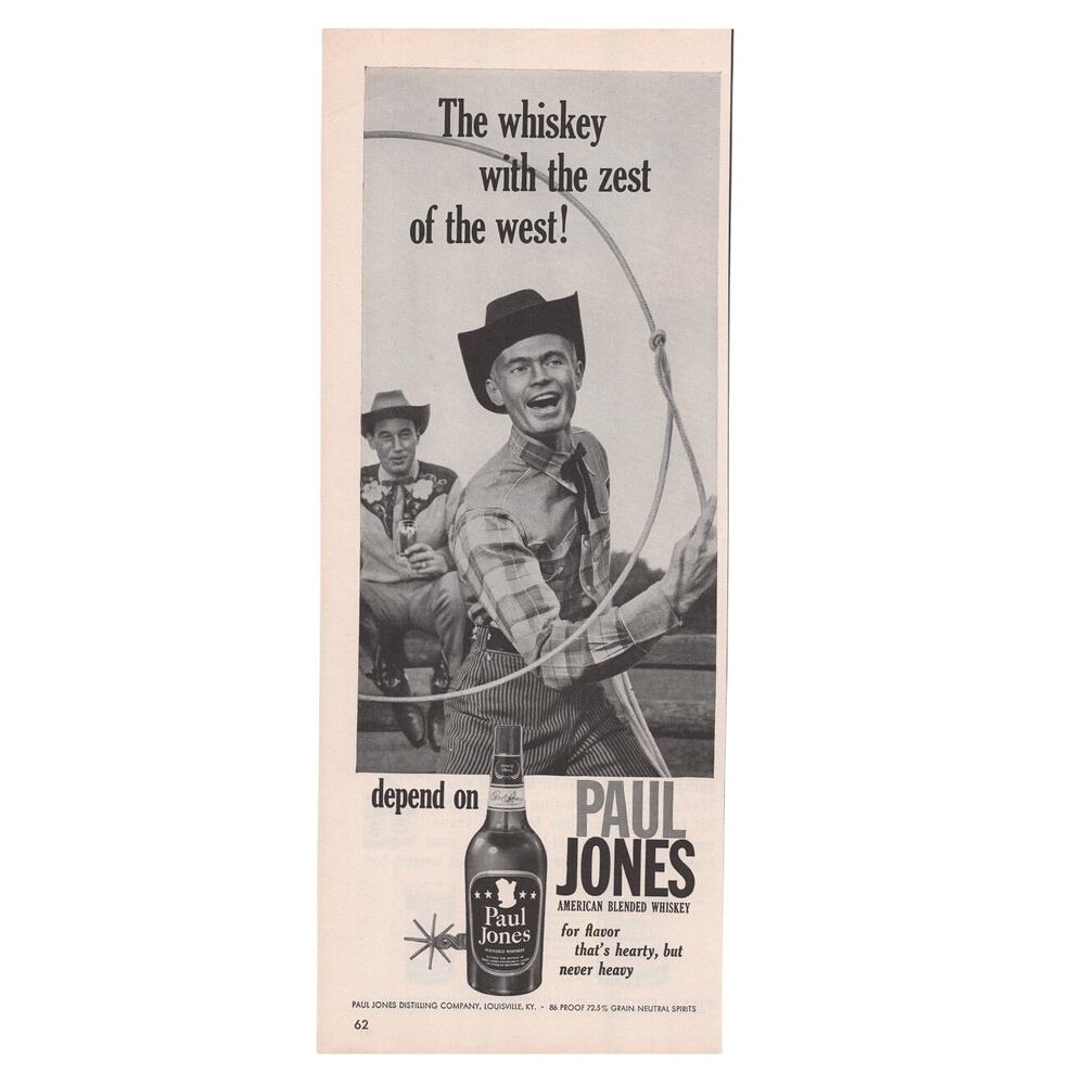 Paul Jones Blended Whisky / Wynns Friction Proofing Advertisement 1950s Vintage